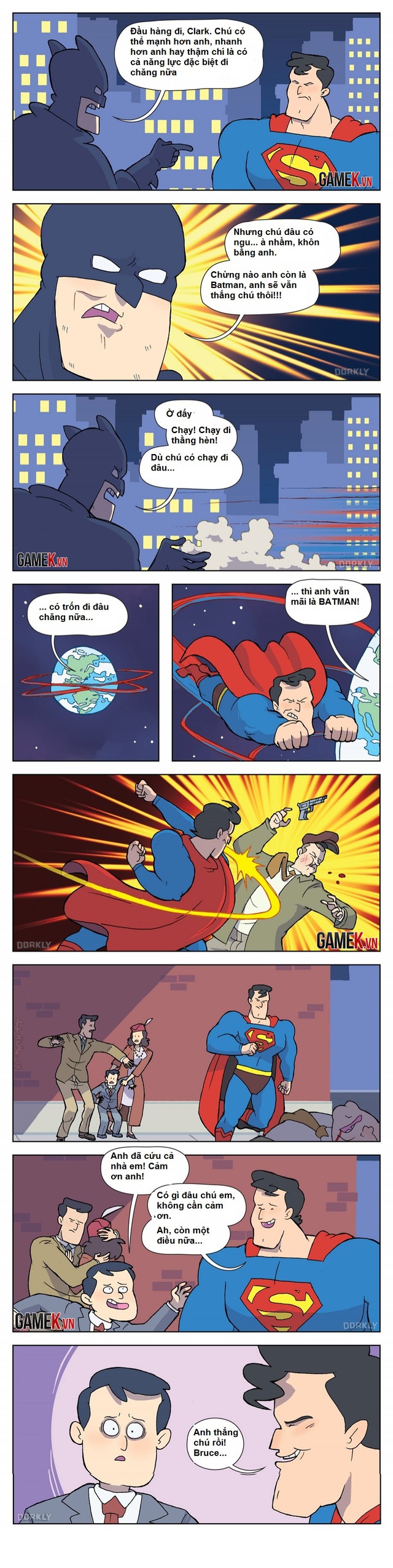 Truyện tranh hài - Superman đã chiến thắng Batman như thế nào