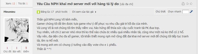 Game thủ Long Võ gửi tối hậu thư yêu cầu nhà phát hành mở server mới