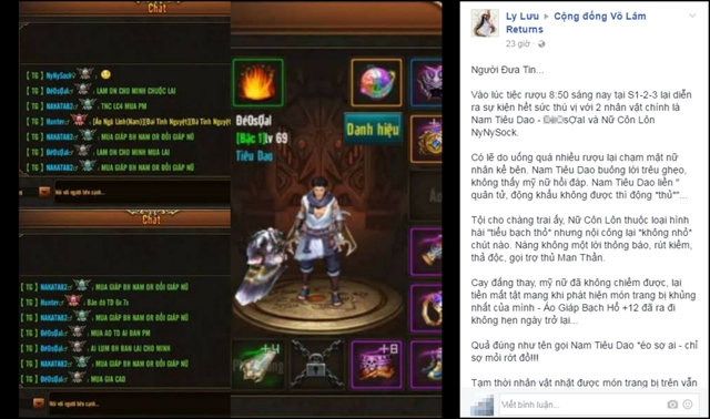 
Game thủ Lưu Ly tường thuật sự việc đăng trong Group Cộng đồng Võ Lâm Returns
