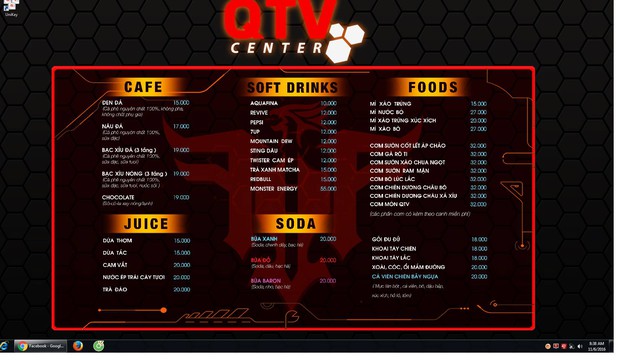 
Menu đồ ăn uống tại QTV Center
