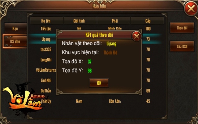 
Tương tự như các game online thời kỳ đầu, Võ Lâm Returns cũng có danh sách cừu nhân để game thủ có thể trả thù bất cứ lúc nào, bất cứ nơi đâu
