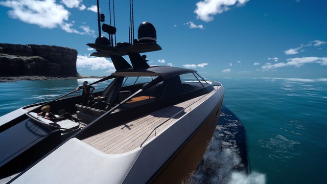 
Người chơi có thể đứng trên du thuyền và ngắm mặt biển xanh ngắt.
