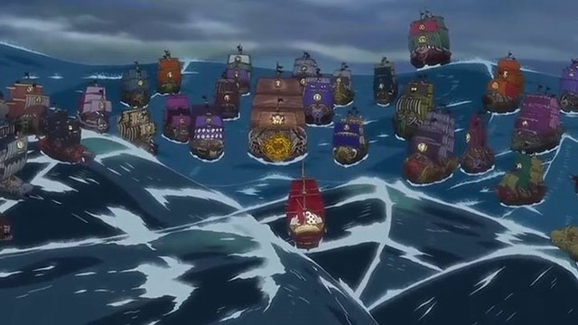 
Băng hải tặc Shiki đối đầu với băng hải tặc Roger.
