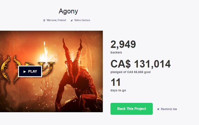 
Còn tới 11 ngày nữa, chiến dịch Kickstarter của Agony mới khép lại. Chắc chắn kinh phí mà game nhận được còn cao hơn nữa.

