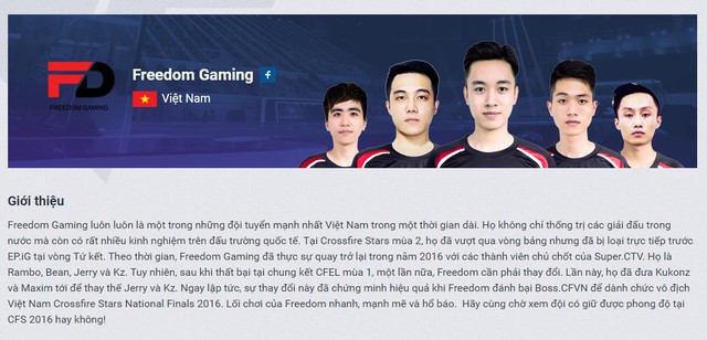 
Freedom Gaming sẽ đại diện cho Việt Nam tham dự CFS 2016

