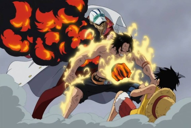 
Ace đã xả thân làm lá chắn bảo vệ Luffy khỏi đòn tấn công của Akainu nên đã hy sinh.
