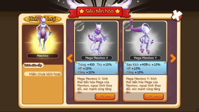 Pokemon huyền thoại Mewtwo siêu tiến hóa Mega X và Mega Y