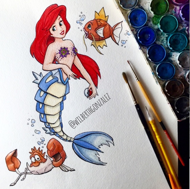 Công chúa Ariel trở nên thực sự khác biệt với tạo hình đuôi Gyarados, tiến hóa từ Magikarp