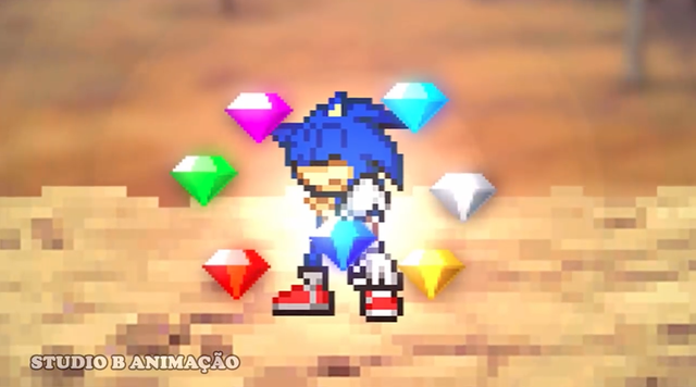 
Sonic cũng hoá cấp vàng.
