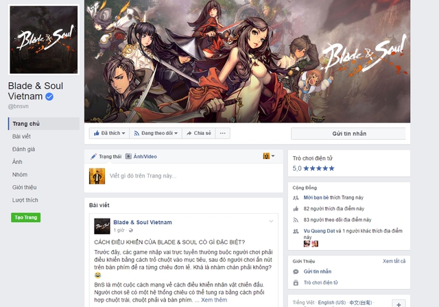 
Trang Fanpage Blade and Soul chính thức được mở cửa tại Việt Nam

