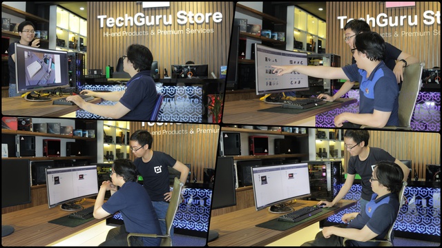 
Nhân viên của TechGuru Store đang tư vấn sản phẩm màn hình máy tính mới nhất cho khách hàng
