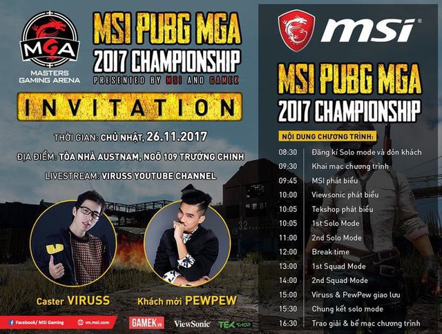 
Lịch trình cho ngày chung kết MSI MGA Championship 2017 (26/11).
