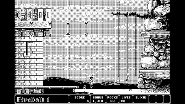 
Một hình ảnh trong tựa game Dark Castle phát hành năm 1986 trên các máy Macintosh.
