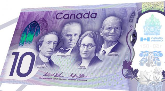 
Hình ảnh của mẫu giấy bạc 10$ mới đăng tải trên trang web của nhà băng Canada.
