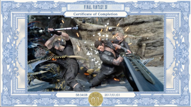 
Bức hình chụp chứng minh thành tích phá đảo Final Fantasy XV với nhân vật level 1 của BOYvsVIDEOGAME.
