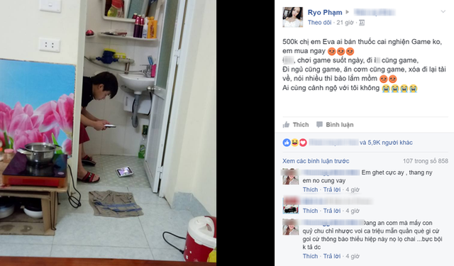 
Câu chuyện vợ tìm thuốc trị nghiện game cho chồng thu hút nhiều chị em quan tâm trên mạng xã hội (Ảnh: Facebook)
