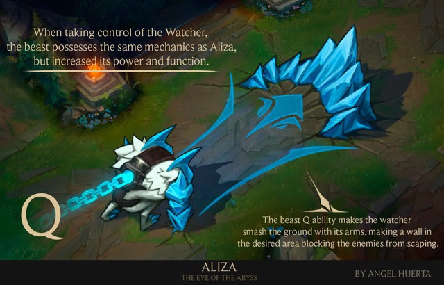 
Khi đang điều khiển Watcher, các kĩ năng của Aliza sẽ được tăng sức mạnh. Q sẽ có thêm khả năng tạo tường để chặn không cho kẻ địch chạy trốn
