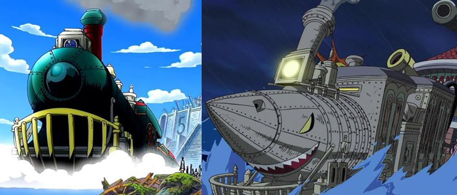 
Tàu hỏa chạy trên biển vô cùng độc đáo trong One Piece.
