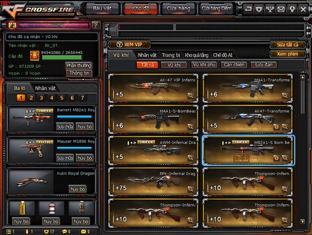 
ST sở hữu đầy đủ những khẩu AK, M4, AWM và M82A1 VIP tốt nhất hiện nay để thi đấu
