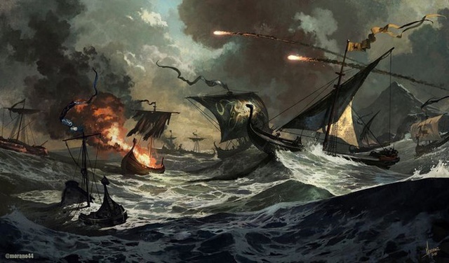 
Bức họa tả cảnh Hạm Đội Sắt tấn công Lannisport
