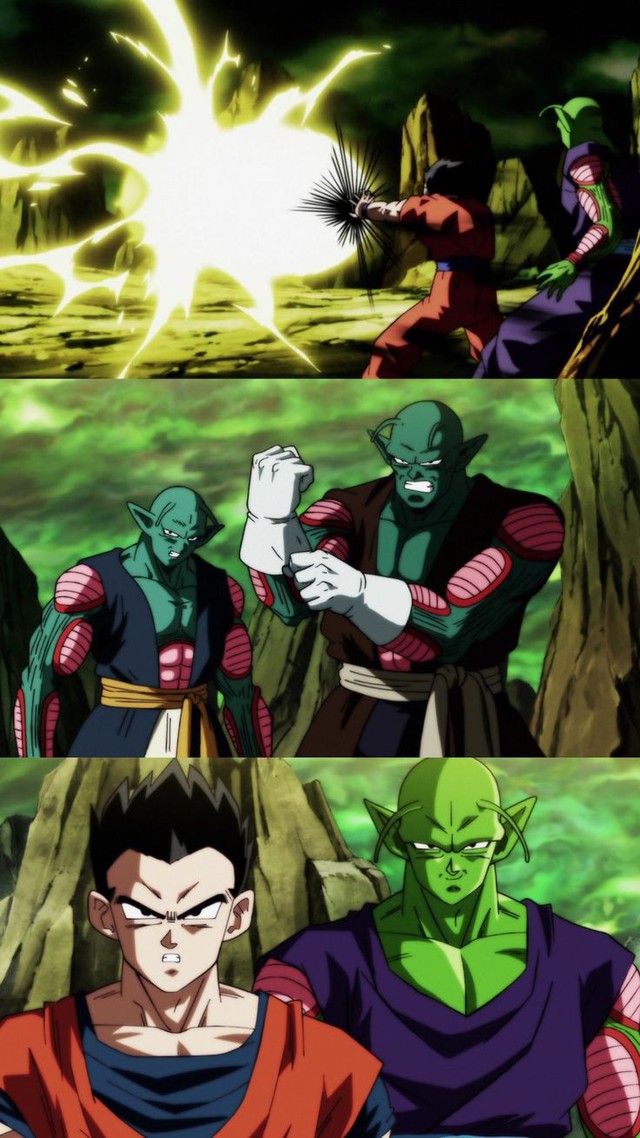 
Gohan và Piccolo rất vất vả để chiến đấu với 2 chiến binh người Namek của vũ trụ 6.
