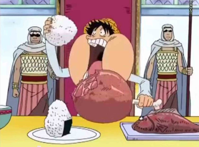 
Luffy có thể ăn rất nhiều và cũng rất nhanh…
