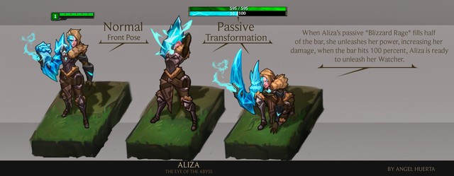 
Nội tại: Aliza sẽ được tăng sức sát thương khi thanh sức mạnh của cô đủ 1 nửa, còn khi thanh sức mạnh đầy hẳn thì Aliza sẽ có thể giải phóng Watcher
