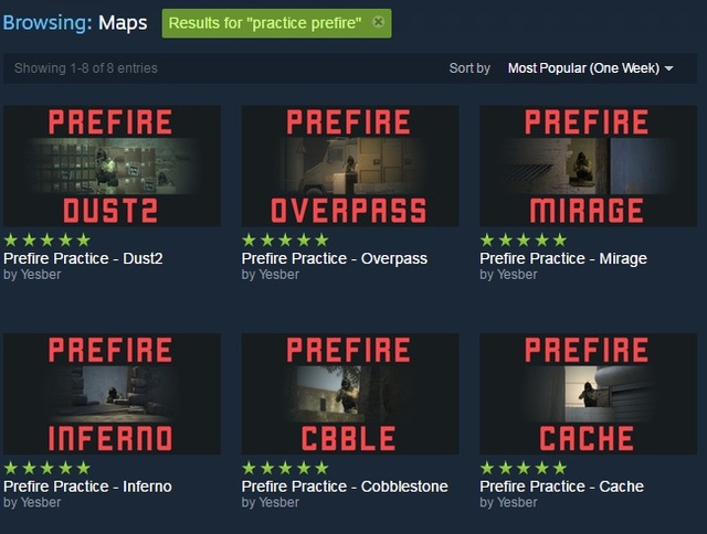 
Với từ khóa Practice Prefire các bạn có thể tìm thấy các map hướng dẫn của Yesber
