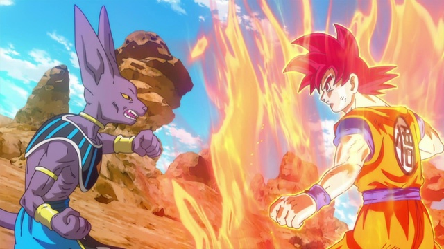 
Ngay cả khi Goku đạt được trạng thái Super Saiyan God nhờ 5 người Saiyan khác truyền cho sức mạnh thì vẫn chẳng thể thắng nổi Beerus.
