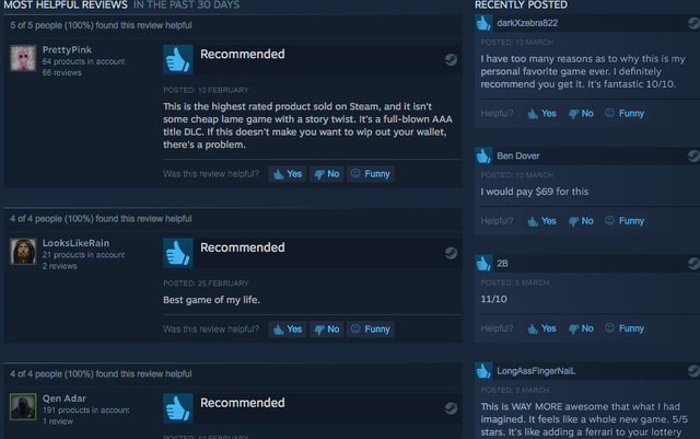 
Phần đánh giá của người dùng trên Steam là một nguồn tham khảo rất tốt về chất lượng game.
