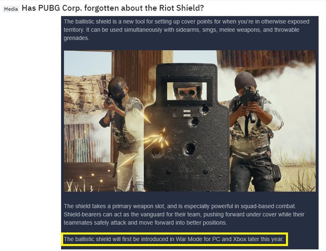 PUBG: Cộng đồng mạng bàn tán về Riot Shield, cho rằng nó quá bá đạo và không nên xuất hiện trong chế độ thường - Ảnh 2.