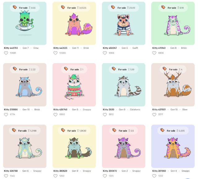 
Những chú mèo ảo độc đáo trên Cryptokitties có thể được bán với giá rất cao
