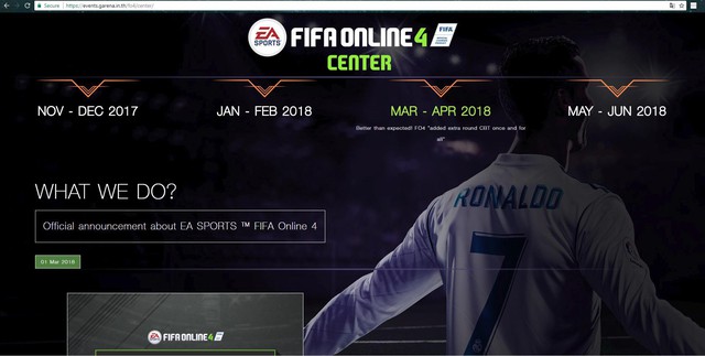 
FIFA Online 3 Thailand đã lập riêng 1 trang web lộ trình phát hành FIFA Online 4.
