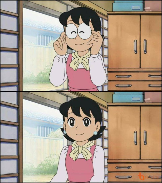 
Mẹ của Nobita bỏ kính ra trông rất giống với Xuka.

