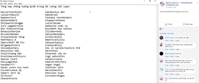 Thậm chí có game thủ còn tâm huyết đến mức làm bảng so sánh sự tương đồng giữa các tướng trong QV 98 và Nữ Vương Nổi Loạn