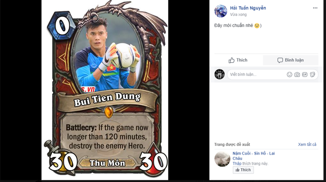 
Một game thủ vui tính đã chế ngay một là bài Hearthstone có tên Bui Tien Dung.
