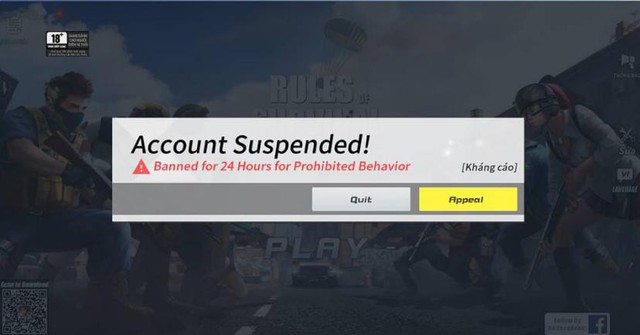 
Khóa account 24h là hình phạt cho những game thủ chơi trong team có người hack.
