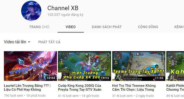 Channel XB - kênh youtube chính thức của tuyển thủ đường giữa GameTV - Trần Xuân Bách đã vượt 100 nghìn lượt subcribe.