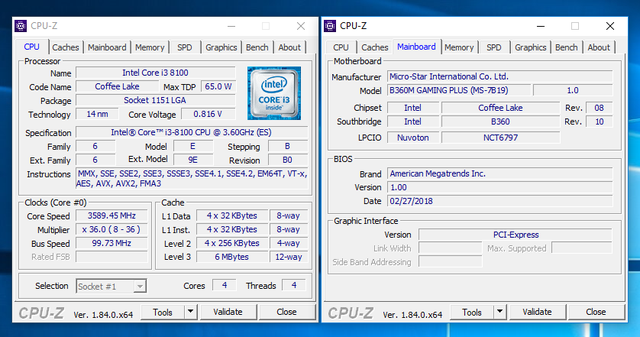
Thông số khi vận hành với CPU i3 8100.
