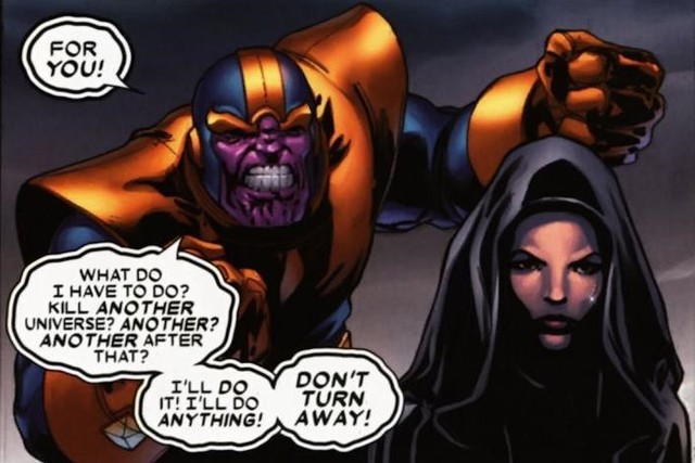 
Thanos và Mistress Death trong truyện tranh.
