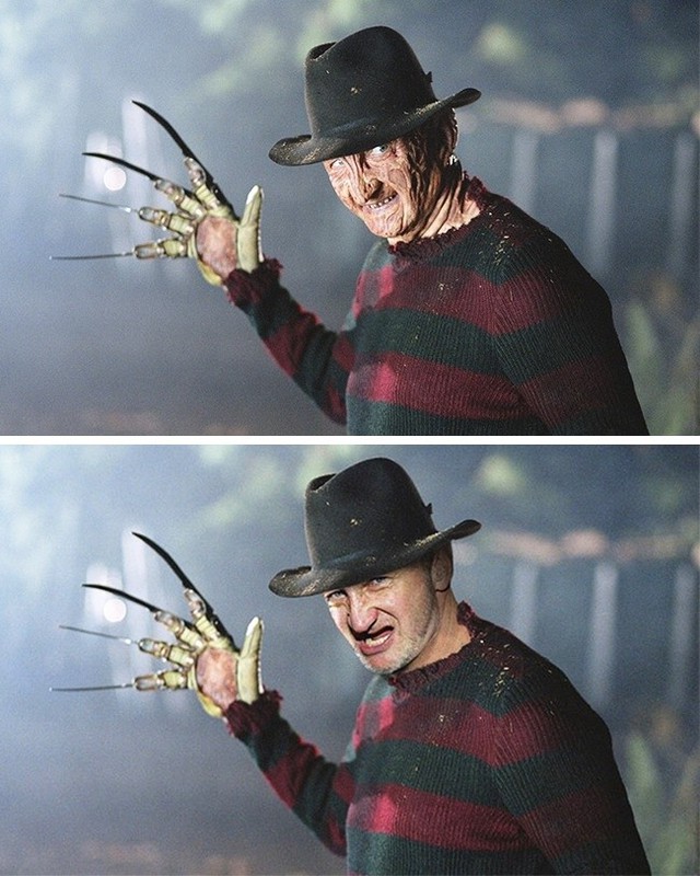 
Nhân vật Freddy Krueger trong “A Nightmare on Elm Stree” trông hiền lành, đáng yêu hơn nhiều khi không còn khuôn mặt bị bỏng đến biến dạng.Một nhân vật đáng sợ giờ trở lên đáng yêu hơn bao giờ hết.
