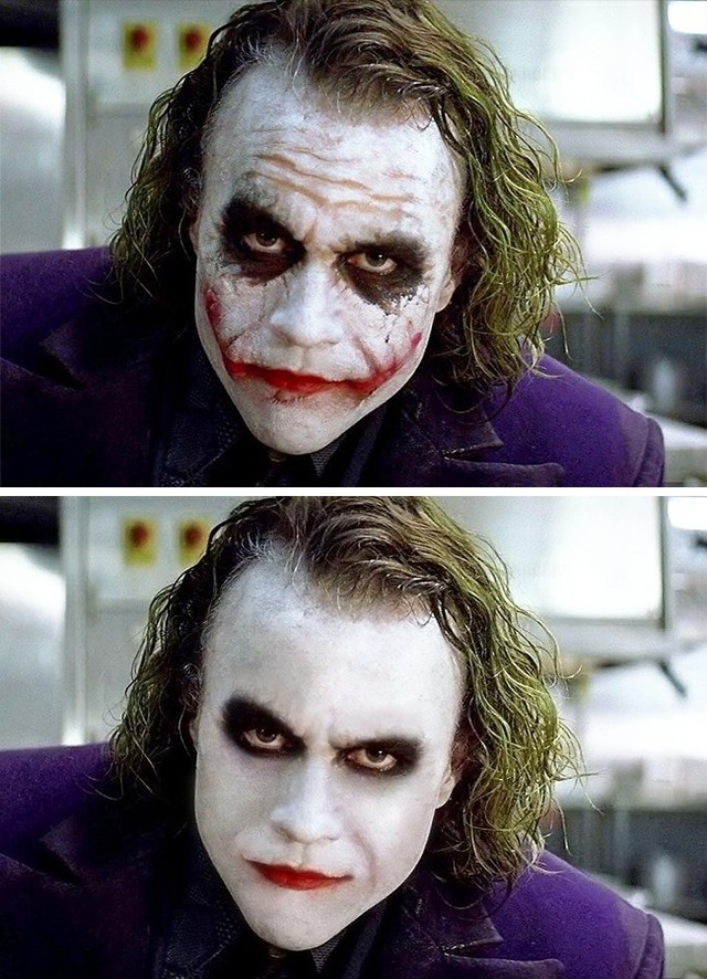 
Nhân vật Joker khi thiếu hóa trang biến thành một người khác mất rồi. Kẻ được mệnh danh là tàn ác nhất trong những kẻ tàn ác giờ trở lên hiền lành hơn bao giờ hết. Thế này thì khiến ai sợ được chứ?
