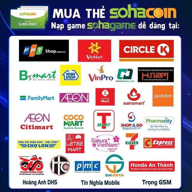 
Các điểm giao dịch thẻ SohaCoin có trên cả nước
