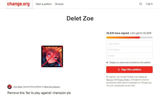 Khó đỡ: Youtuber và cộng đồng game thủ phương Tây mở chiến dịch kêu gọi 50.000 chữ ký để...xóa Zoe khỏi LMHT - Ảnh 2.