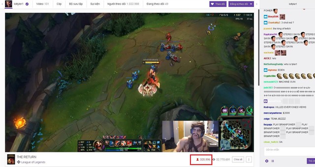 
Hơn 300 nghìn người xem trực tiếp Tyler1 trên Twitch
