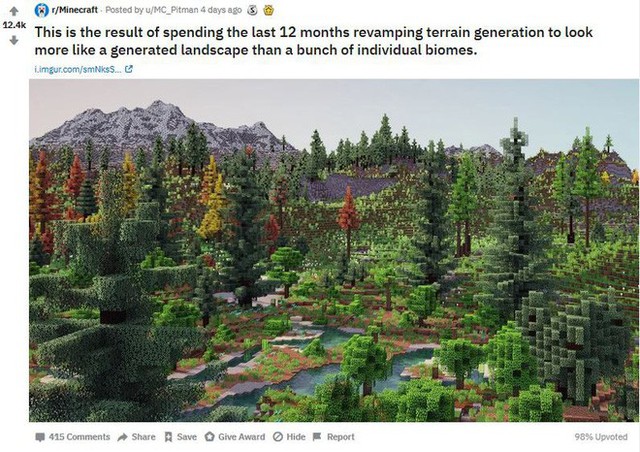 Chiêm ngưỡng công trình địa hình Minecraft của anh chàng khiến cả cộng đồng Reddit mê tít - Ảnh 2.