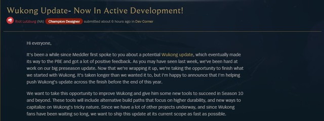 LMHT: Riot Games tiết lộ rằng lần làm lại của Ngộ Không mới sẽ được ra mắt trong năm 2019 này - Ảnh 2.