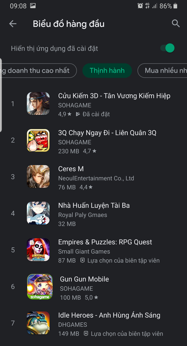 Cửu Kiếm 3D công phá tất cả BXH game trên Store: TOP 1 all game, TOP 1 nhập vai, TOP 1 Thịnh Hành, TOP 1 Trending...  - Ảnh 4.