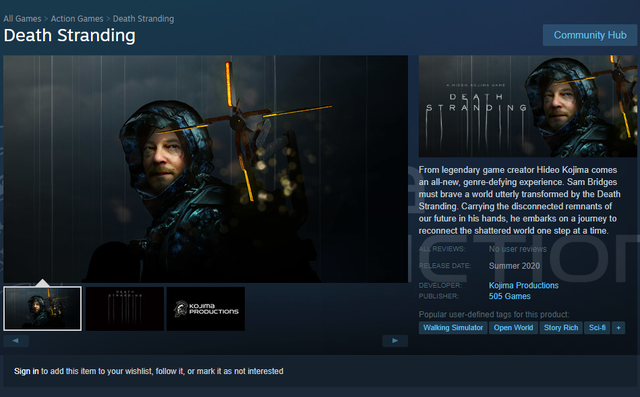 Death Stranding đã xuất hiện trên Steam tuy nhiên giá lại 