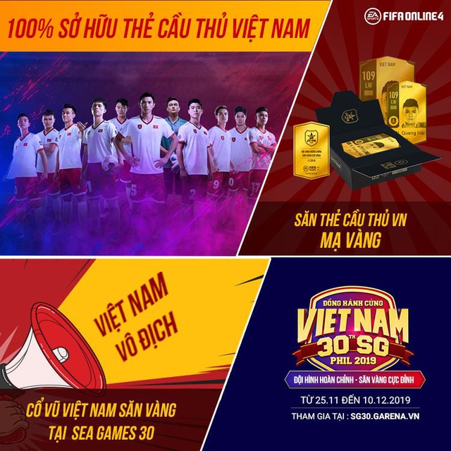 Lần đầu tiên FIFA Online 4 chơi lớn tặng miễn phí cầu thủ Việt Nam cho tất cả game thủ đồng hành cùng đội tuyển Việt Nam tại SEA Games 30 - Ảnh 2.